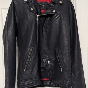 Obey Mens Size Large Black Leather Jacket